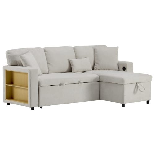 Corner Sofa Bed Corner Couch L-Shaped Sofa Bed Extendable, Bed Box And Integrated Shelf, view 14