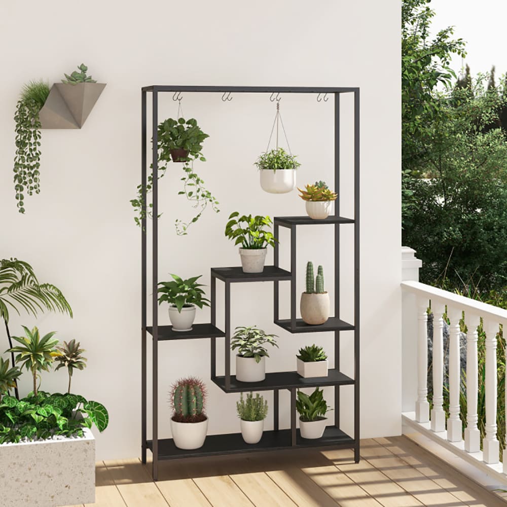 6-Tier Tall Plant Stand 71 Inch Metal Indoor Plant Shelf With 10 Hanging Hooks view 8