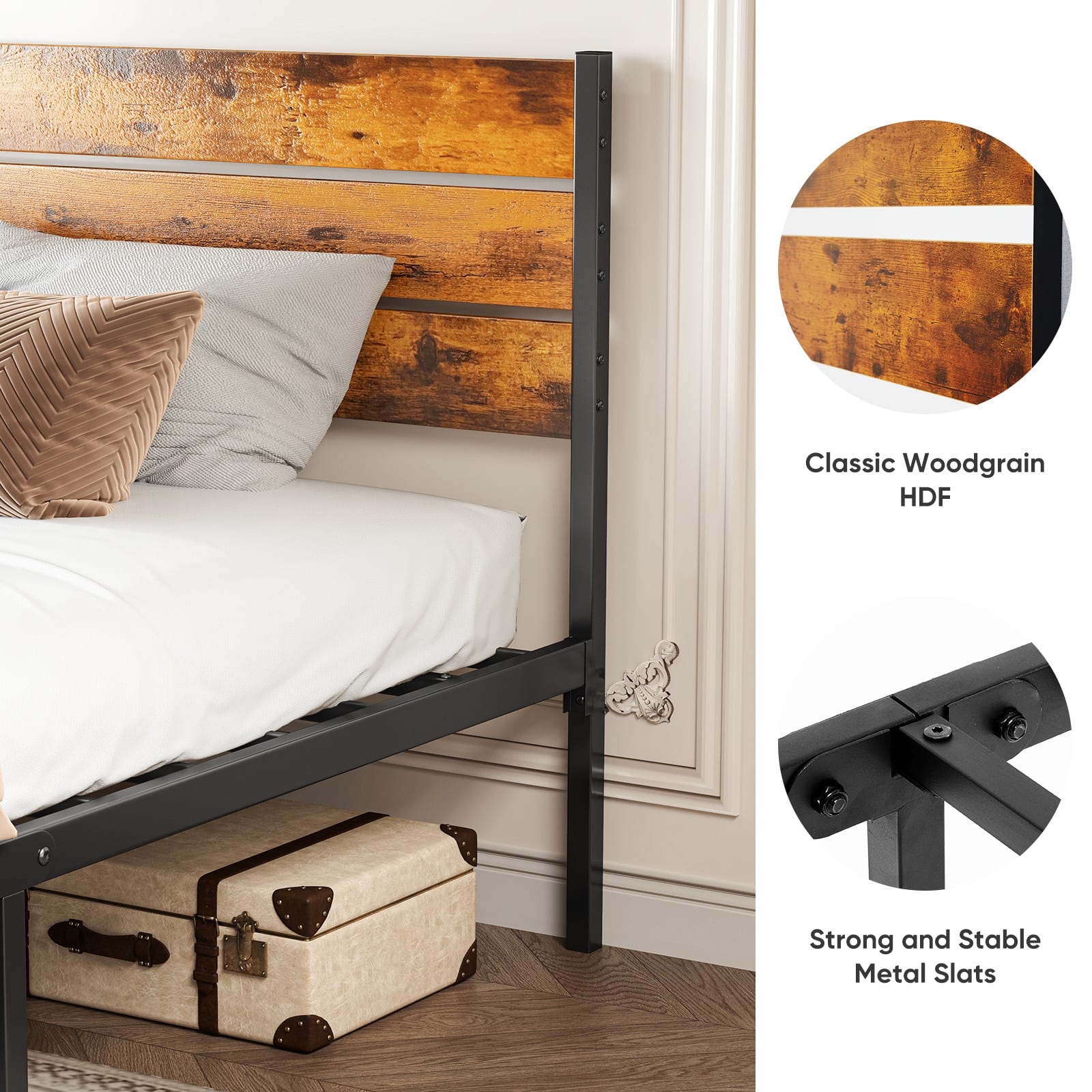 Metal Platform Bed Frame - Mattress Foundation With Headboard And Footboard view 11