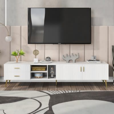 White TV Stand For 75-inch Televisions, Lowboards, TV Boards, TV Cabinet, Entertainment Center, TV Console Table, Modern Entertainment Center, Media Console White view 5