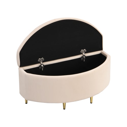Velvet Upholstered Bed,Single Bed-3ft 90x190cm, Shell-like Bed With Golden Iron Legs, Wooden Slatted Frame, Upholstered Bench With Storage Space 90x40x42cm view 11