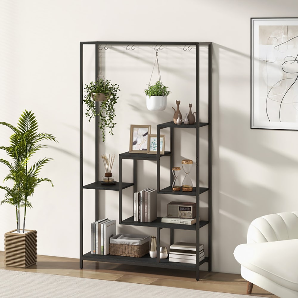 6-Tier Tall Plant Stand 71 Inch Metal Indoor Plant Shelf With 10 Hanging Hooks view 9