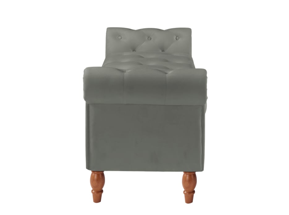 Velvet Multifunctional Storage Rectangular Sofa Stool - Grey view 2