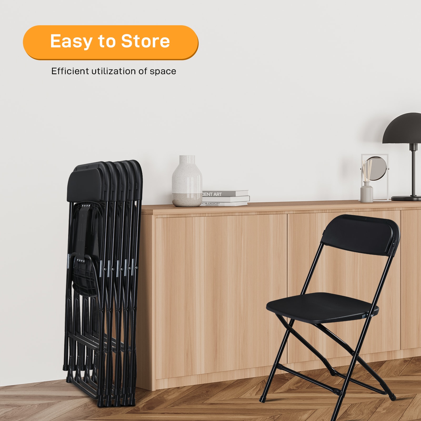 10pcs Injection Molded Classic Black XN Courtyard Plastic Folding Chair view 6