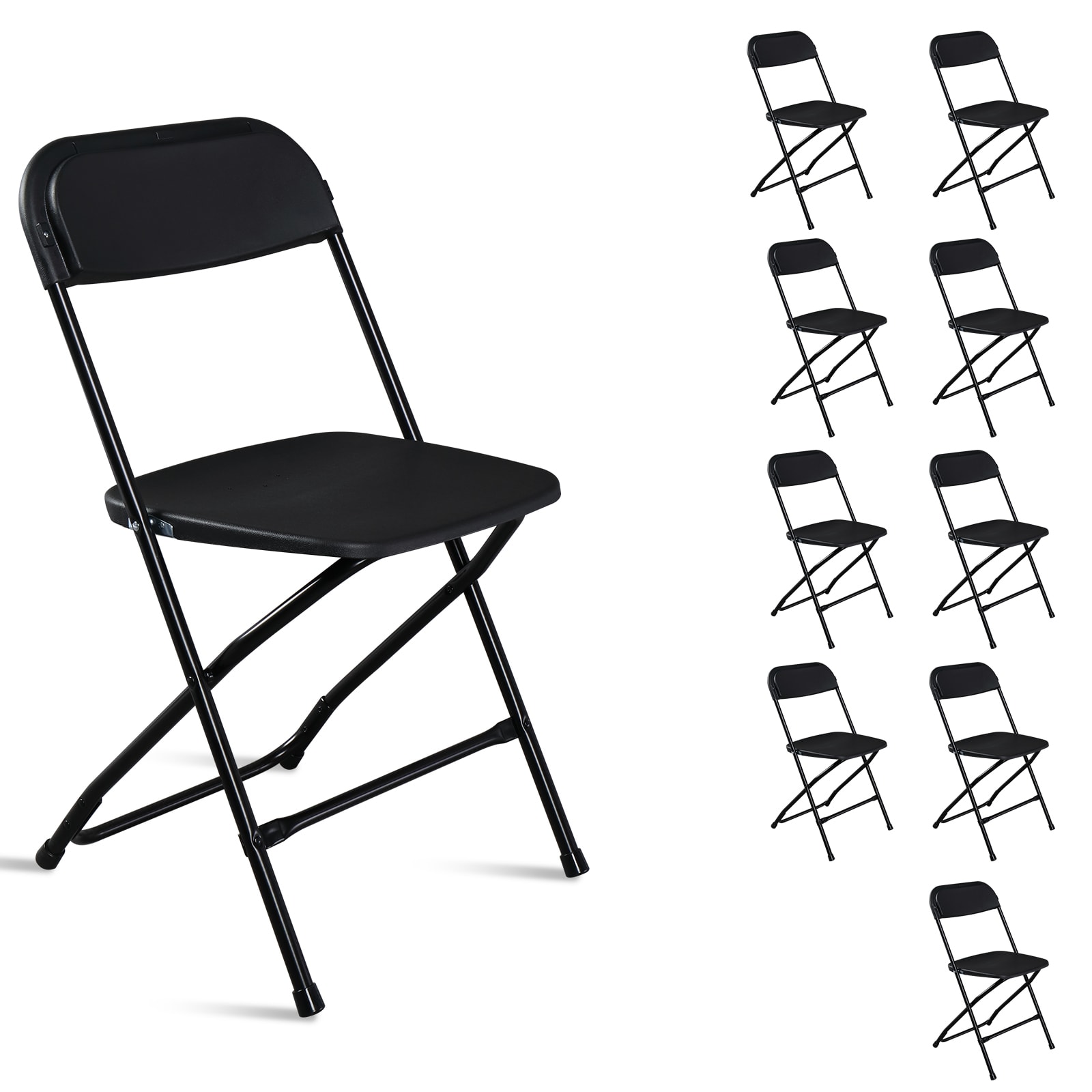 10pcs Injection Molded Classic Black XN Courtyard Plastic Folding Chair view 3