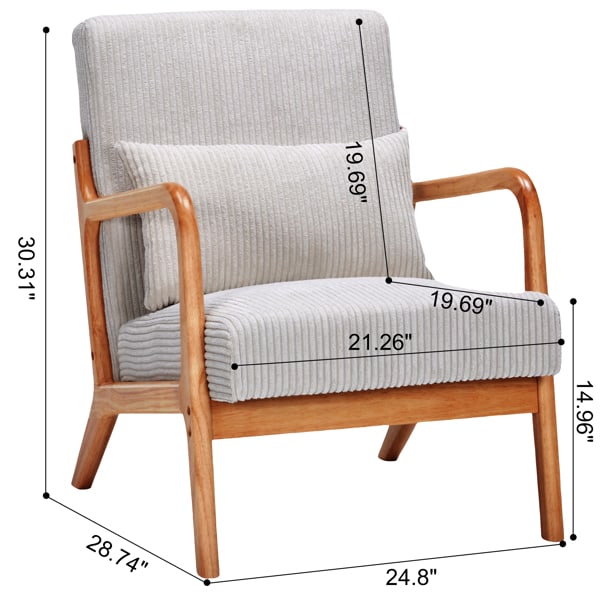 Mid-Century Modern Armchair Upholstered With Pillows And Solid Wood Frame view 14