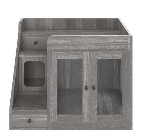 GO Cat Litter Box Enclosure With Light , Hidden Litter Box Furniture With 2 Storage Drawers, Indoor Cat House Side Table For Living Room view 9