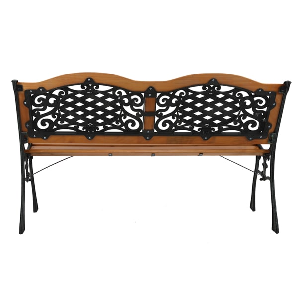 Double Arched Back Iron Wood Bench view 9