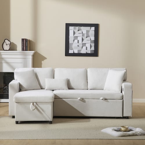Corner Sofa Bed Corner Couch L-Shaped Sofa Bed Extendable, Bed Box And Integrated Shelf, view 31