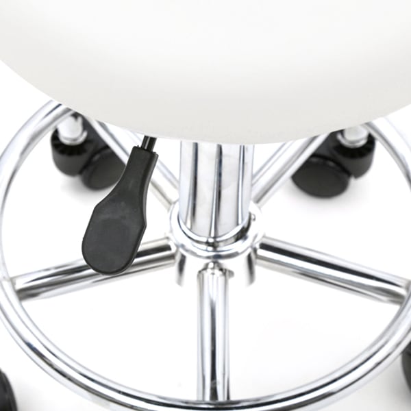 Round Shape Adjustable Salon Stool With Back And Line White