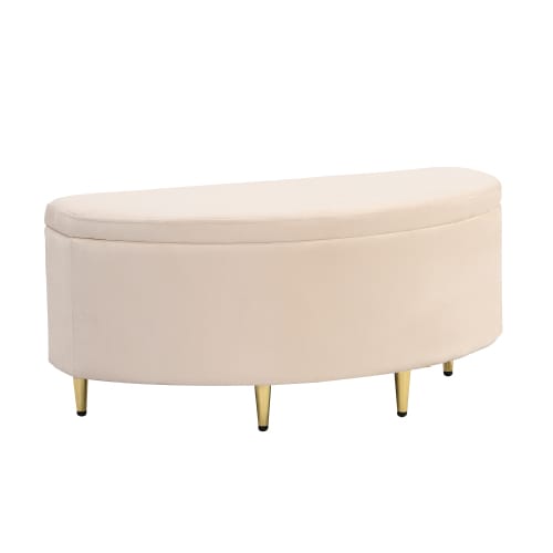 Velvet Upholstered Bed,Single Bed-3ft 90x190cm, Shell-like Bed With Golden Iron Legs, Wooden Slatted Frame, Upholstered Bench With Storage Space 90x40x42cm view 13