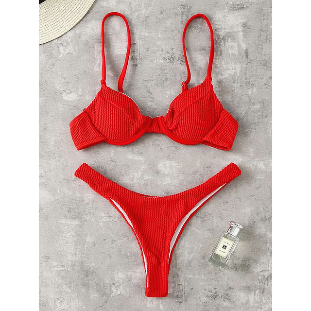 Women's Push Up Solid Ribbed Bikini view 6