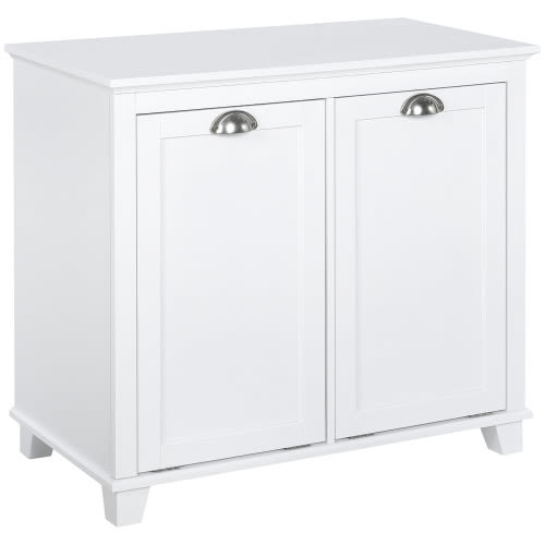 HOMCOM Tilt-Out Laundry Sorter Bathroom Cabinet, White view 2