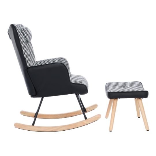 Rocking Chairs For Adults, Tteddy Rocking Chair Relaxing Recliner Chair With Solid Wood Legs High Back Lounge Chairs For Balcony Living Room Bedroom view 14