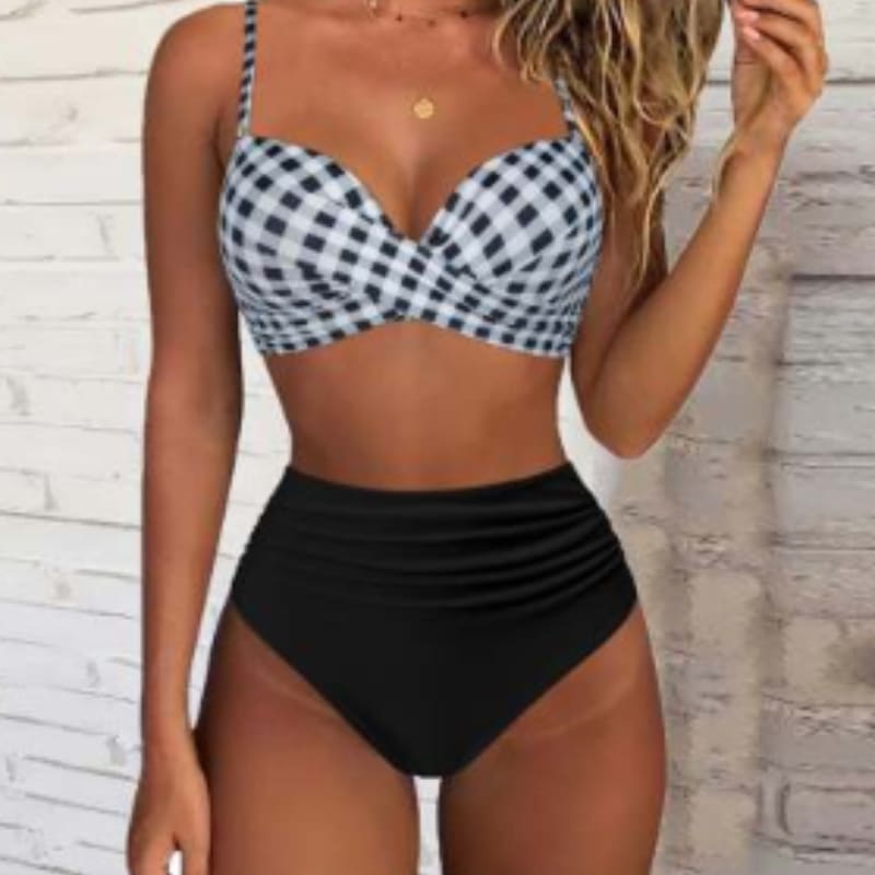 Printed Two-piece Push-up Bikini High Waist Swimsuit view 31