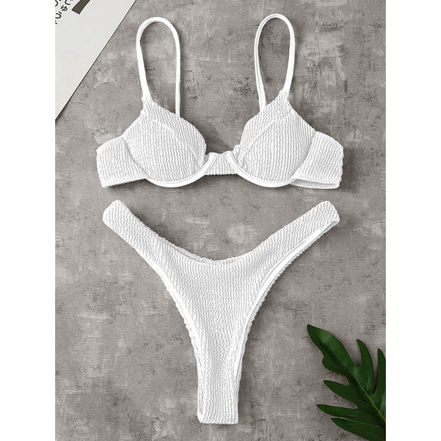 Women's Push Up Solid Ribbed Bikini view 3