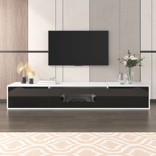 TV Cabinet, High-gloss TV Cabinet, Matching Colours In White And High-gloss Black, With Colour-changing LED Lights.only Front Cabinet Door High-gloss view 26