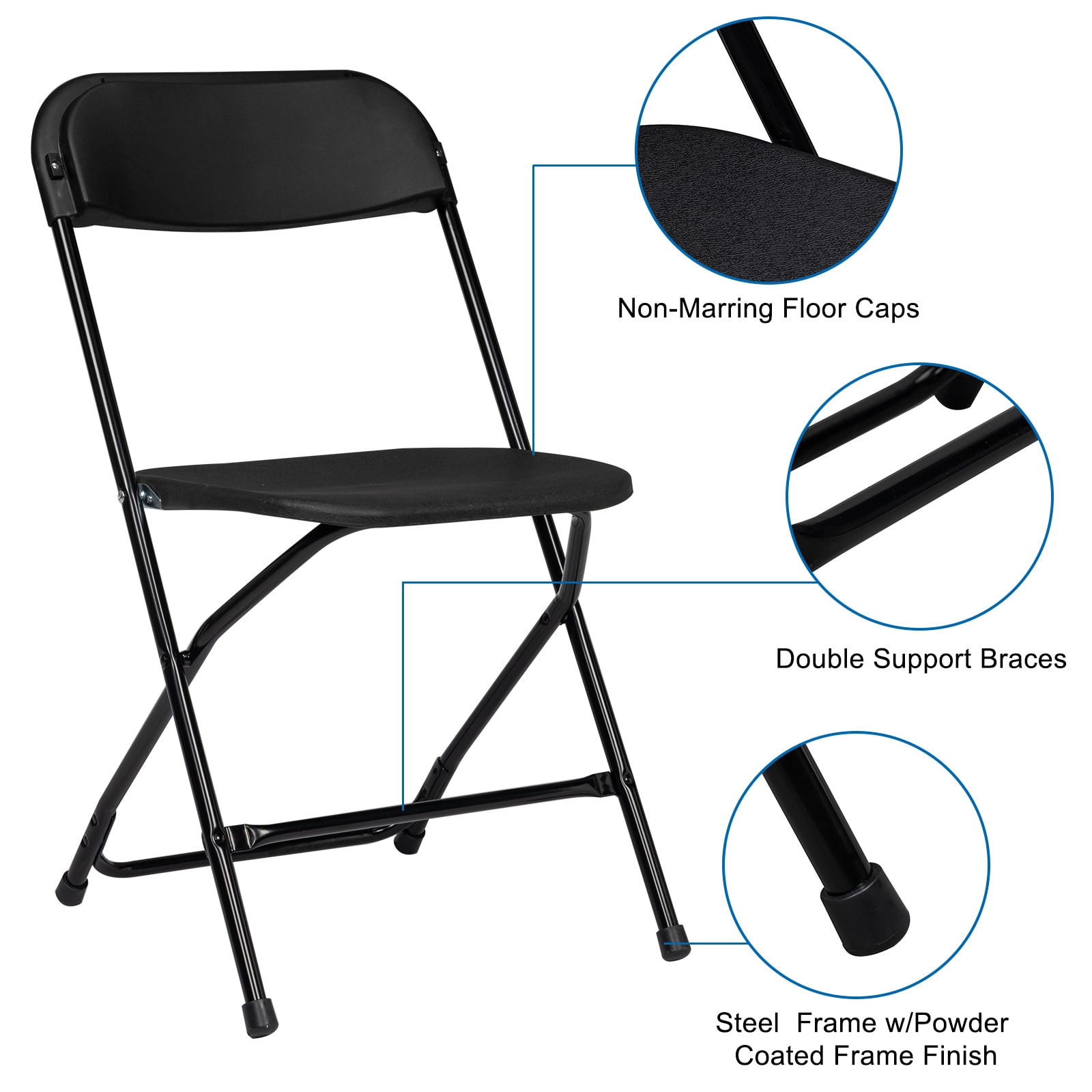 10pcs Injection Molded Classic Black XN Courtyard Plastic Folding Chair view 20