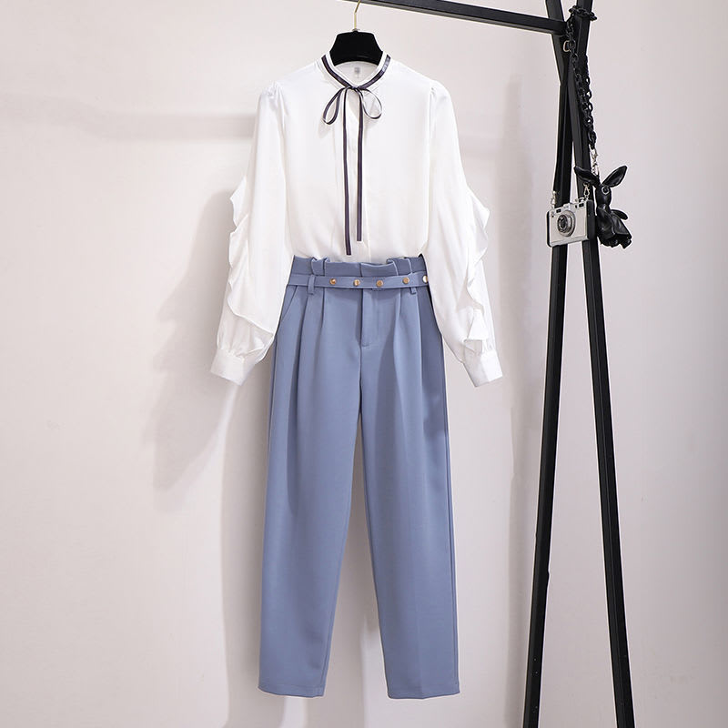 Shirt Jacket Casual Nine-point Pants Professional Two-piece Women view 4