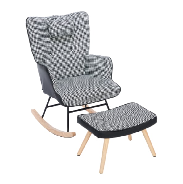Rocking Chairs For Adults, Tteddy Rocking Chair Relaxing Recliner Chair With Solid Wood Legs High Back Lounge Chairs For Balcony Living Room Bedroom view 18