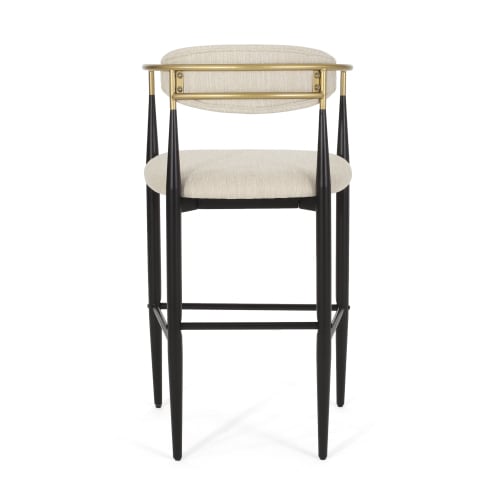 Barstools Set Of 2, Counter Height Upholstered Bar Stools With Back For Kitchen Island, Beige Faux PU Leather Seating Black Iron Legs 260LBS Weight Capacity view 18