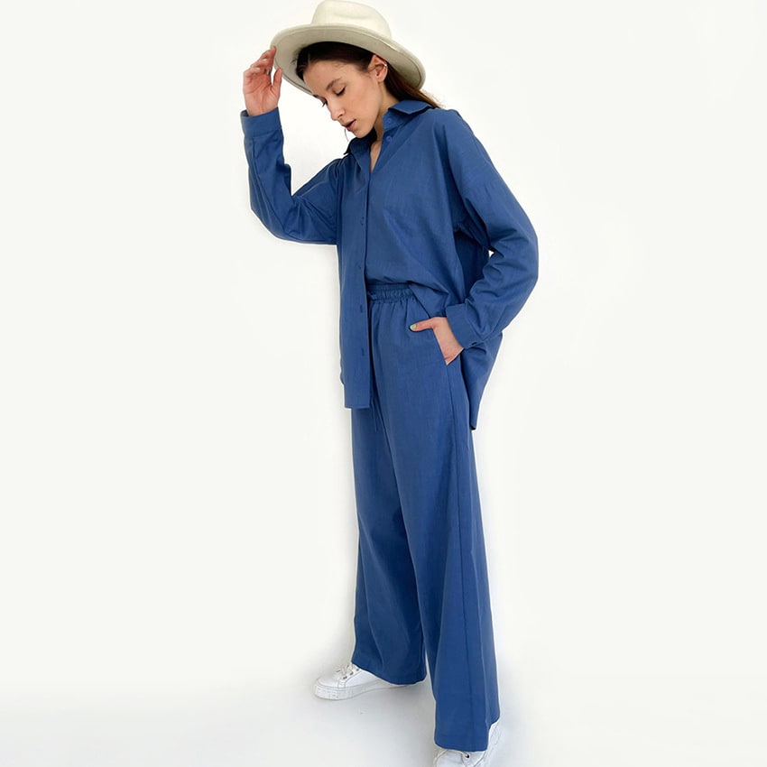 Early Autumn Cotton And Linen Women's Long Sleeve Shirt view 5