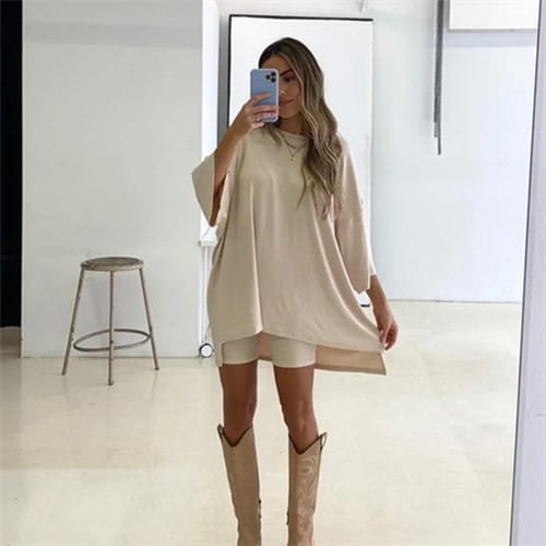 European And American All-matching Loose Casual Home Short Sleeve T-shirt Shorts Set view 11