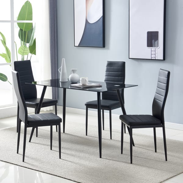 4pcs High Backrest PU Leather Dining Chairs view 3