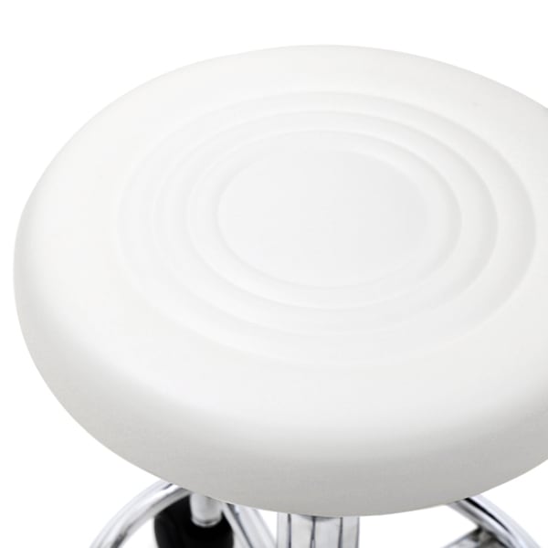 Round Shape Adjustable Salon Stool With Back And Line White view 2