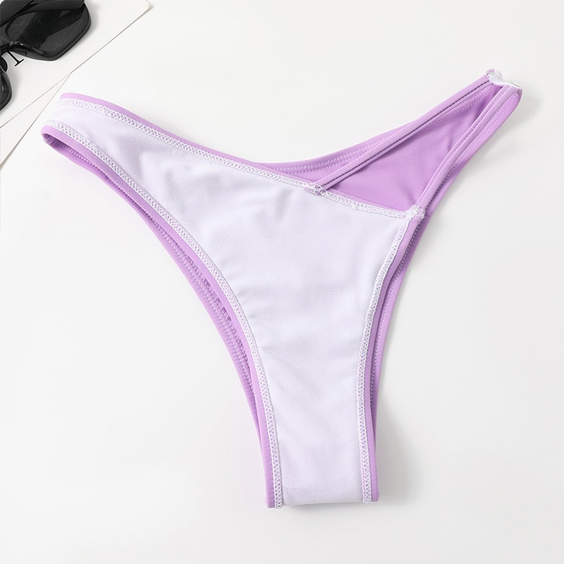 Sexy One-shoulder Bikini Set Summer Solid Color Swimsuit Beach Party Womens Clothing view 4