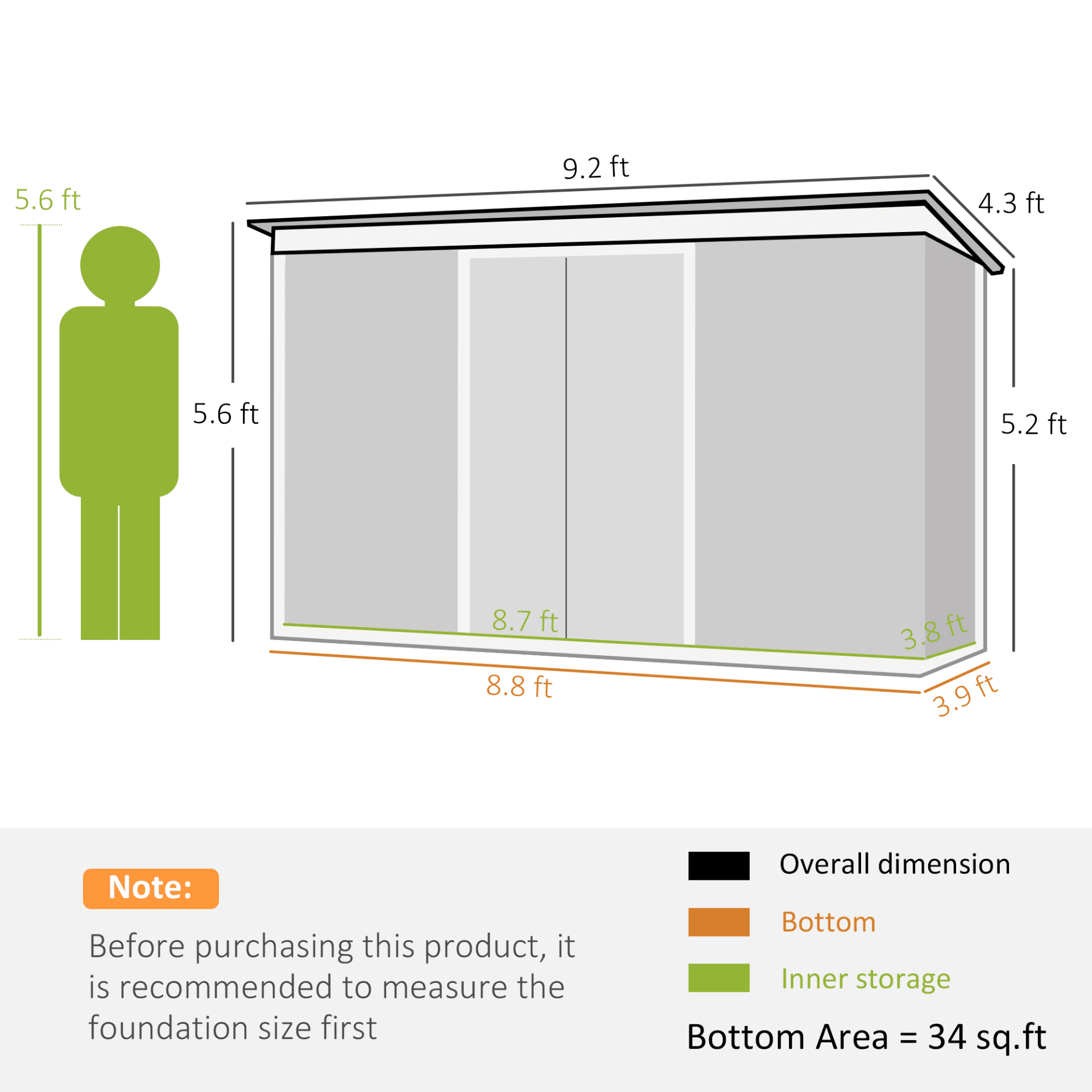 9'x4.5'x5.5' Rust Resistant Metal Garden Shed, Vented, Green White, Perfect For Backyard Lawn Tool Storage  Garden Essentials view 6