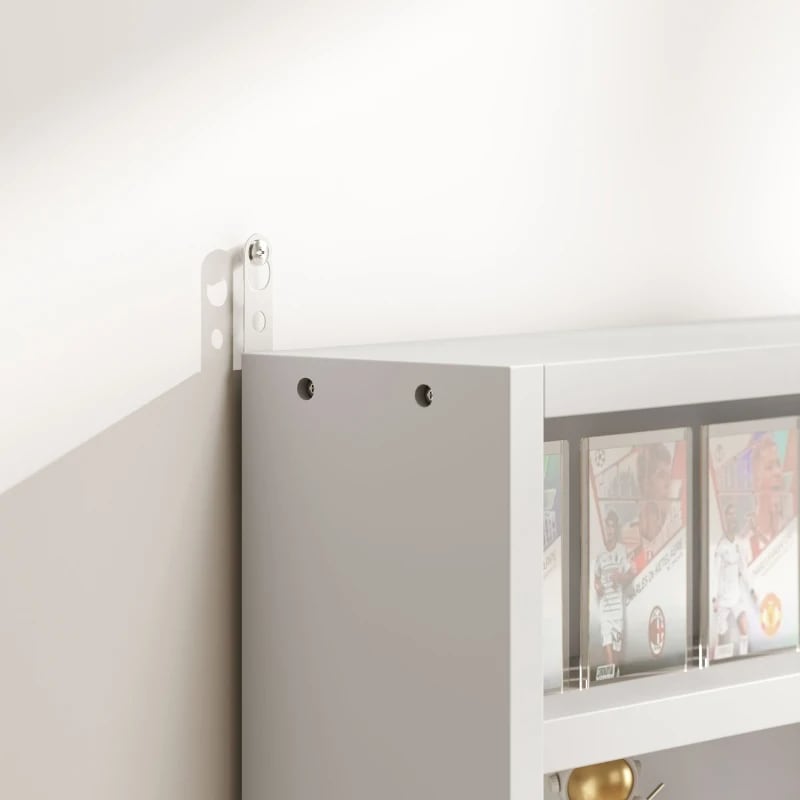 5-Tier Display Cabinet, Wall-Mounted Display Case With 2 Glass Doors And Adjustable Shelves, White view 10