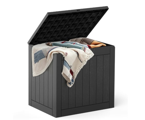 Deck Box With 31 Gallon Capacity, Weatherproof Resin Lockable Outdoor Storage For Secure Package Deliveries And Indoor Storage In Garden Or Patio