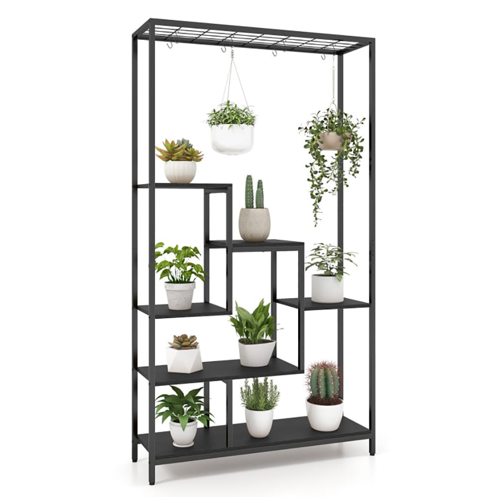 6-Tier Tall Plant Stand 71 Inch Metal Indoor Plant Shelf With 10 Hanging Hooks view 6