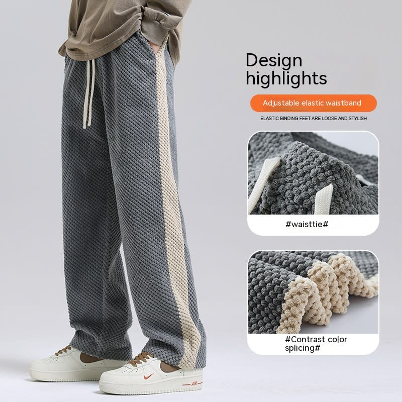 Men's Fashion Color Contrast Loose Casual Straight Pants view 2