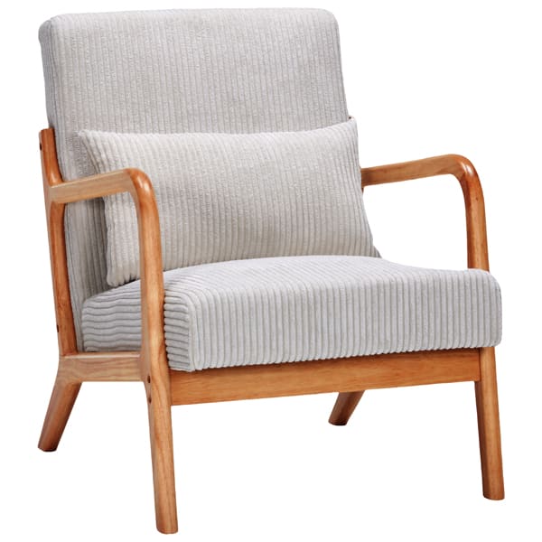 Mid-Century Modern Armchair Upholstered With Pillows And Solid Wood Frame view 2
