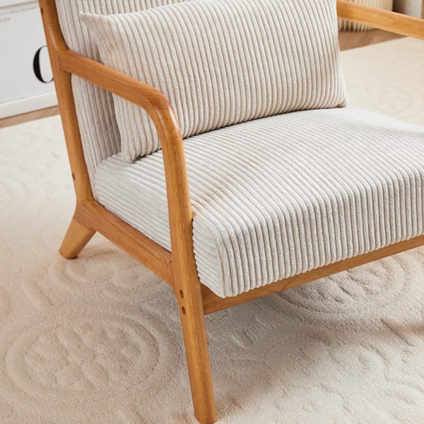 Mid-Century Modern Armchair Upholstered With Pillows And Solid Wood Frame view 5