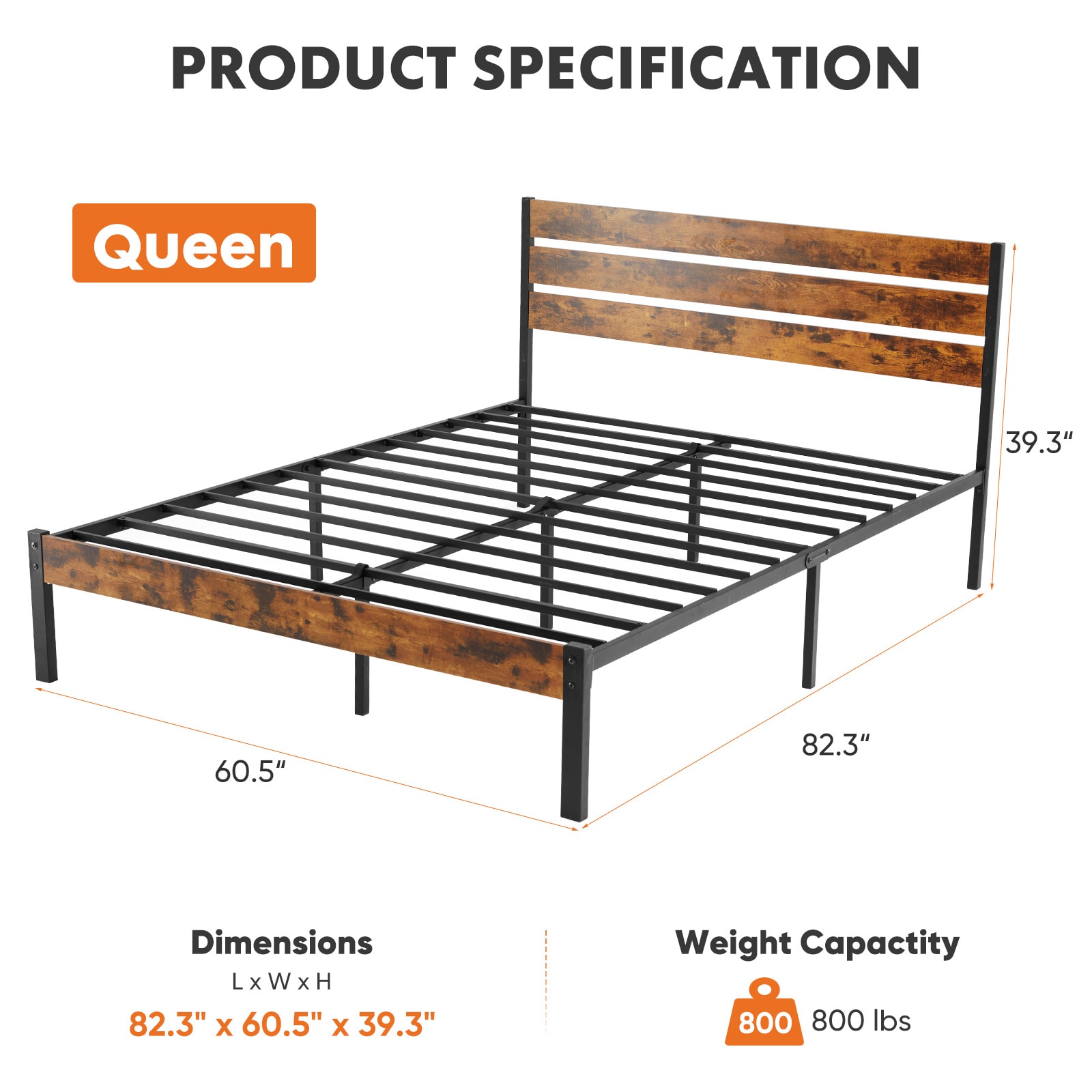 Metal Platform Bed Frame - Mattress Foundation With Headboard And Footboard view 4