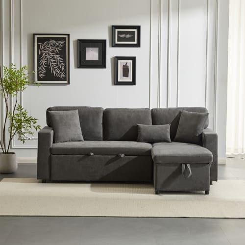 Corner Sofa Bed Corner Couch L-Shaped Sofa Bed Extendable, Bed Box And Integrated Shelf, view 10