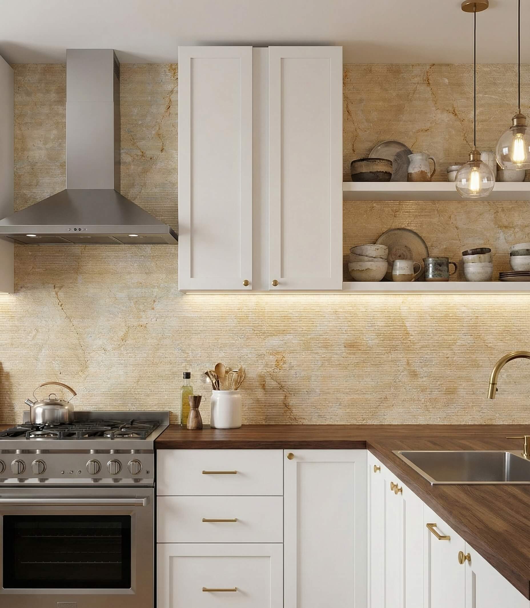 12X24 Inch Gold Yellow Beige Natural Marble, For Wall, FS Textured Finished, 3D Fluted Marble, Natural Stone view 15