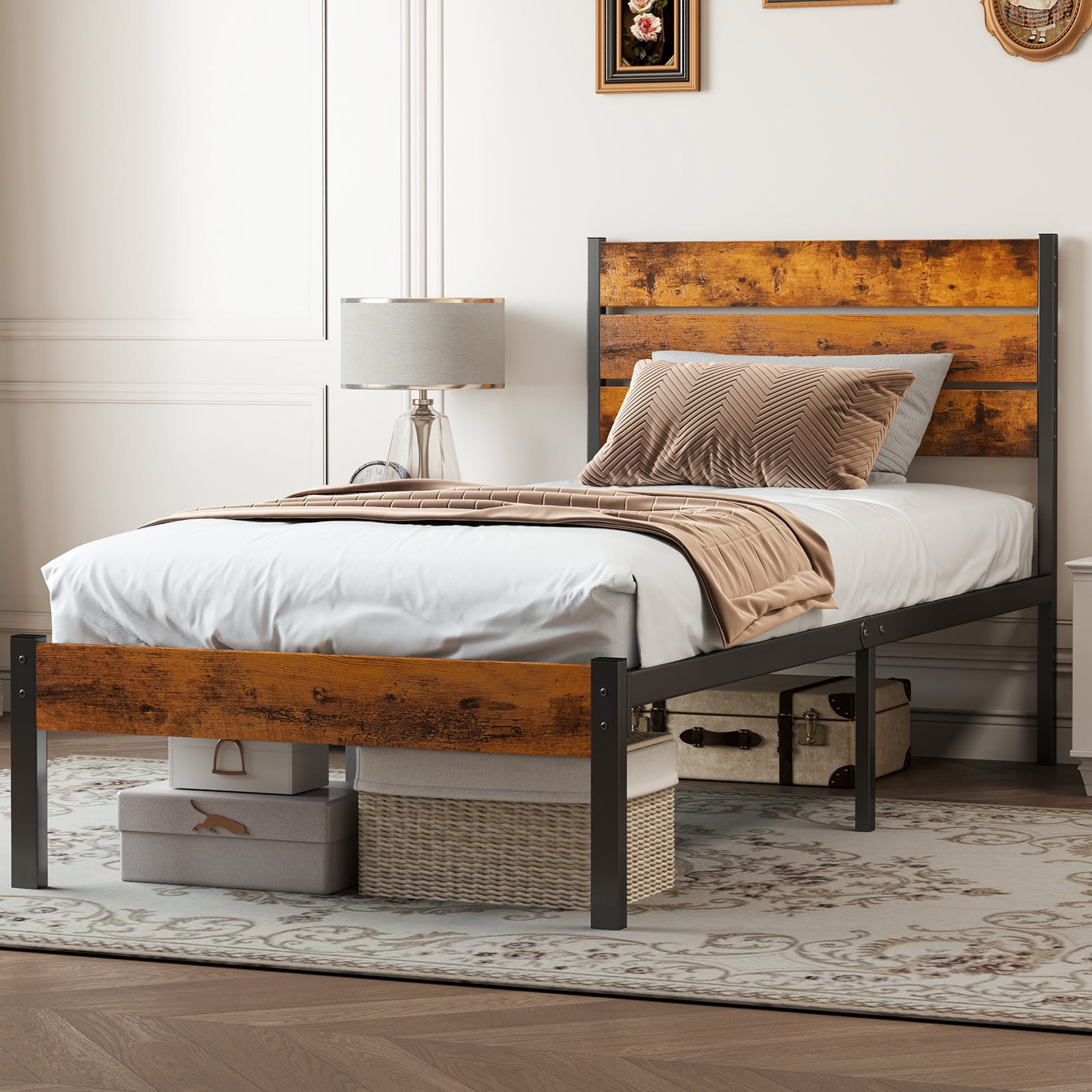 Metal Platform Bed Frame - Mattress Foundation With Headboard And Footboard view 7