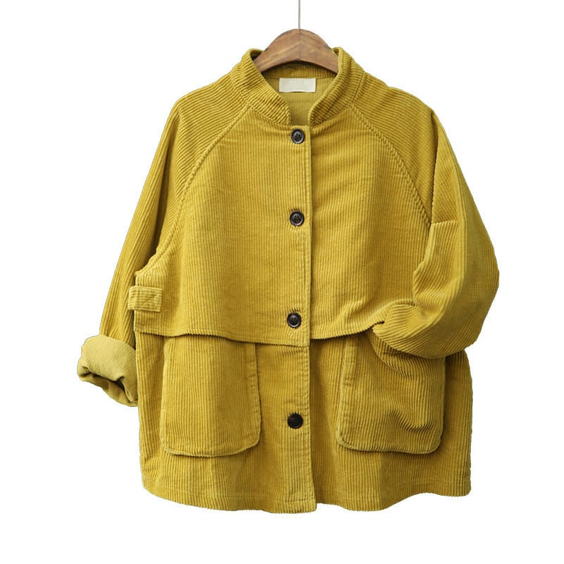 Short Stand Collar Long Sleeve Corduroy Jacket view 2