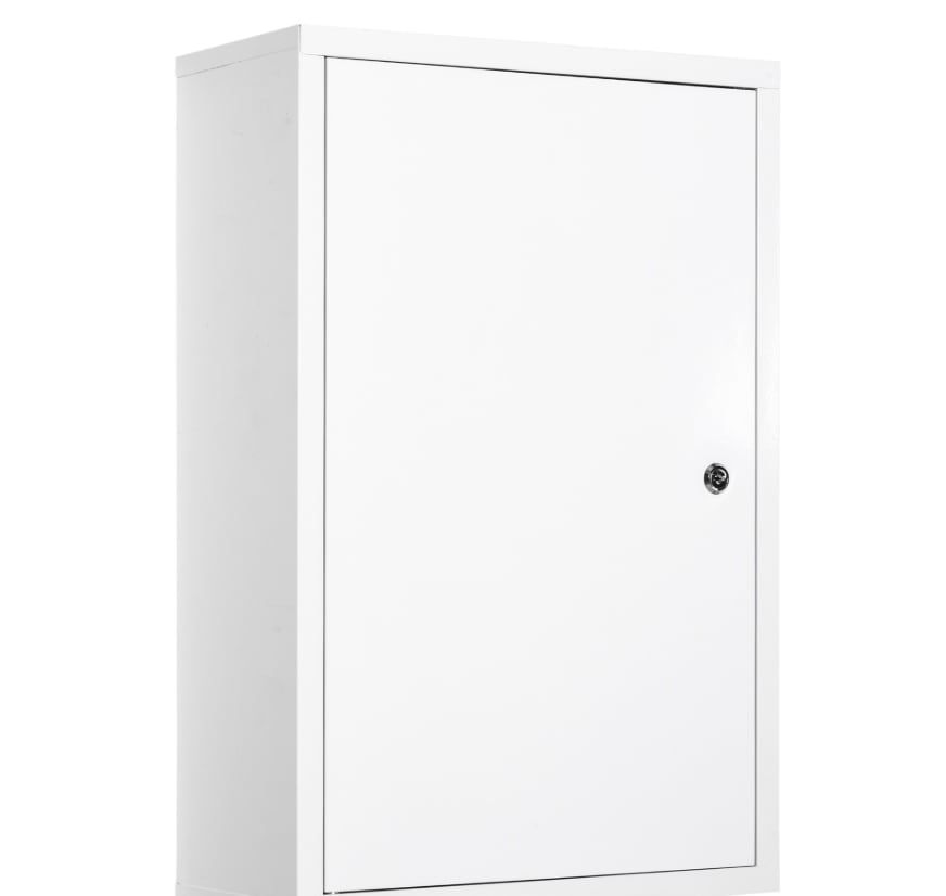 Kleankin Medicine Cabinet Steel Wall Mount 24x16 3-Tier Storage Lockable White view 6