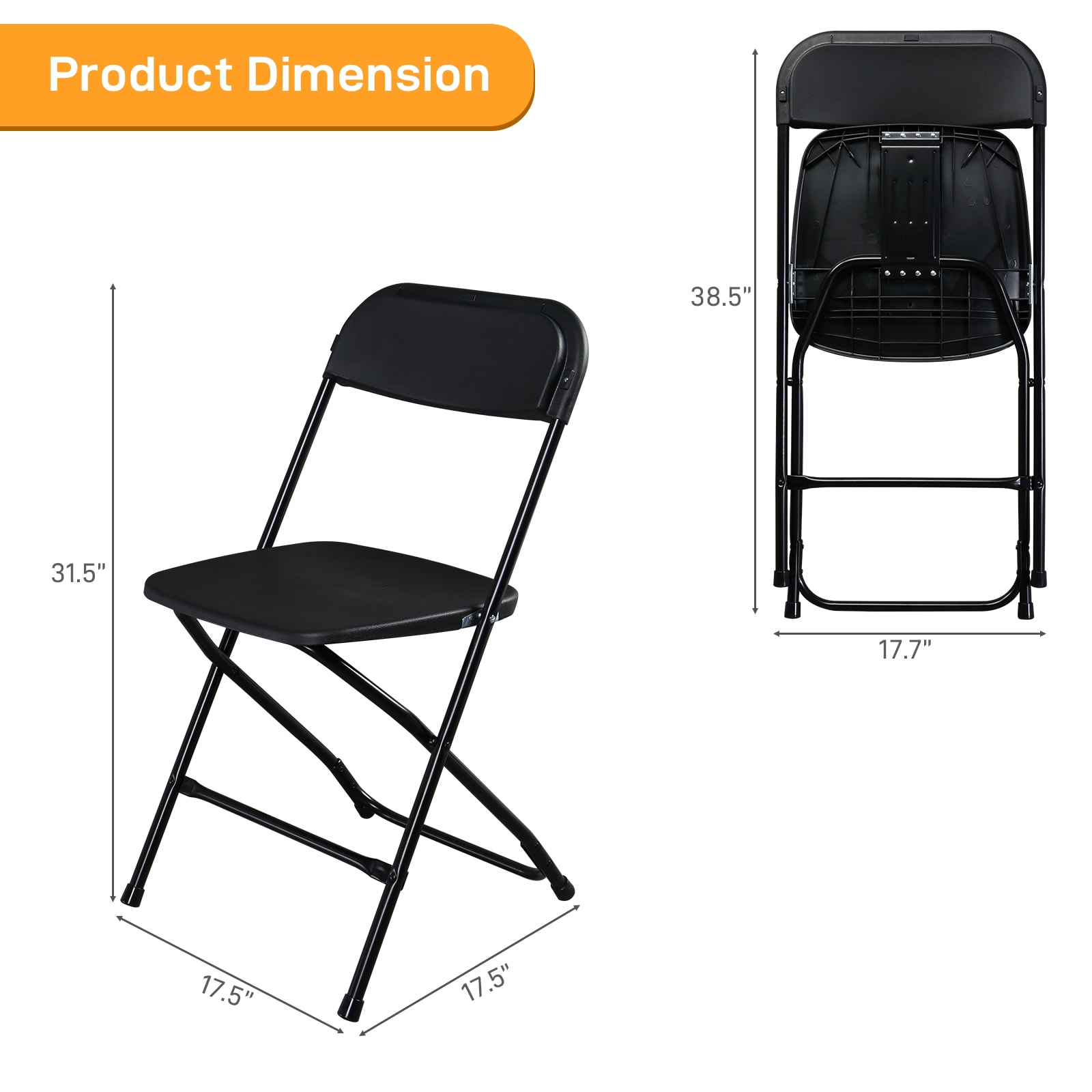 10pcs Injection Molded Classic Black XN Courtyard Plastic Folding Chair view 9