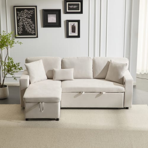 Corner Sofa Bed Corner Couch L-Shaped Sofa Bed Extendable, Bed Box And Integrated Shelf, view 24