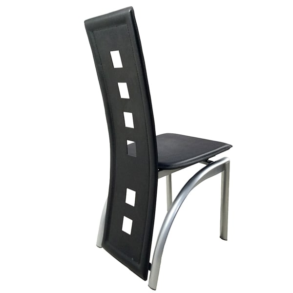 4pcs Long Backrest Square Hollow Decoration PU Leather Dining Chairs view 3