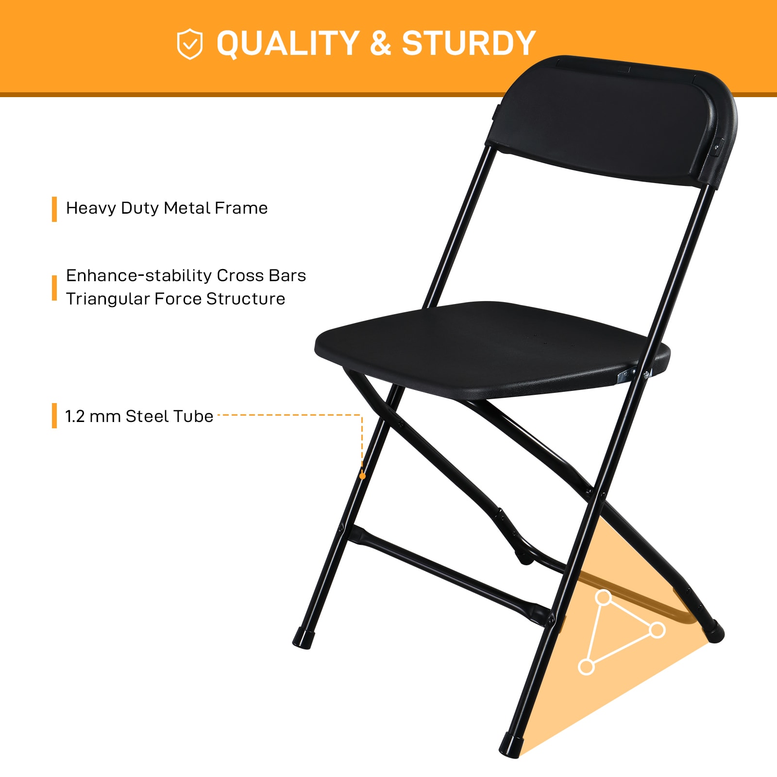 10pcs Injection Molded Classic Black XN Courtyard Plastic Folding Chair view 21