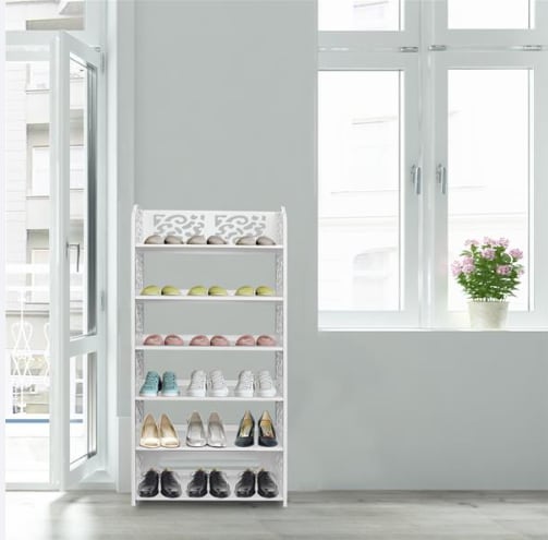 Wood Plastic Board-6 Layer Carved Shoe Rack view 2