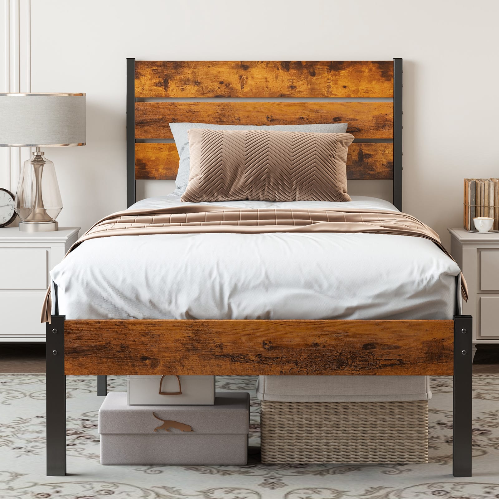 Metal Platform Bed Frame - Mattress Foundation With Headboard And Footboard view 8