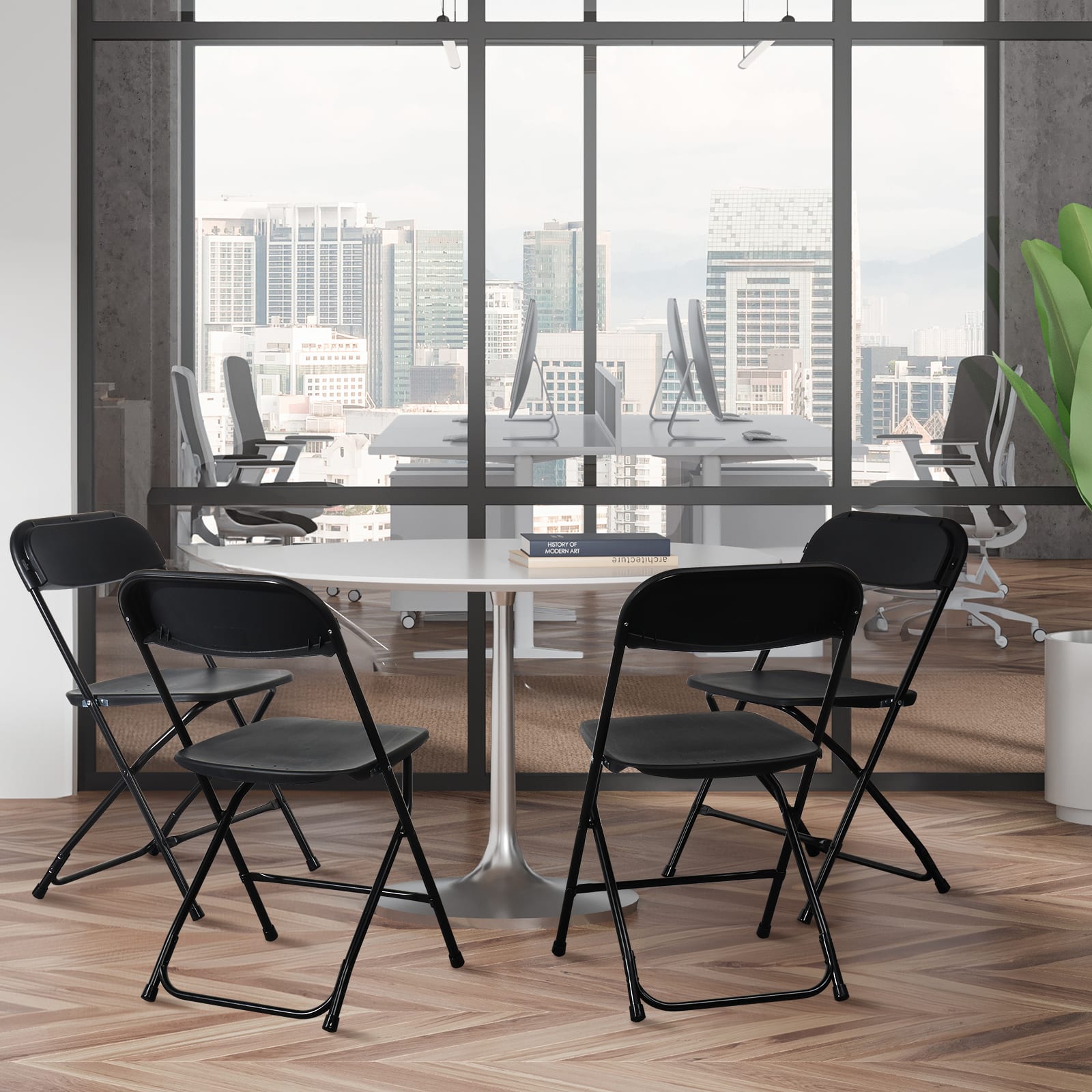 10pcs Injection Molded Classic Black XN Courtyard Plastic Folding Chair